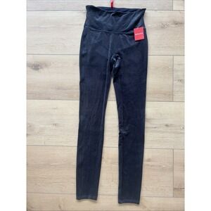 SPANX Navy Blue Velvet leggings Size Small Stretch No Front Seam NWT